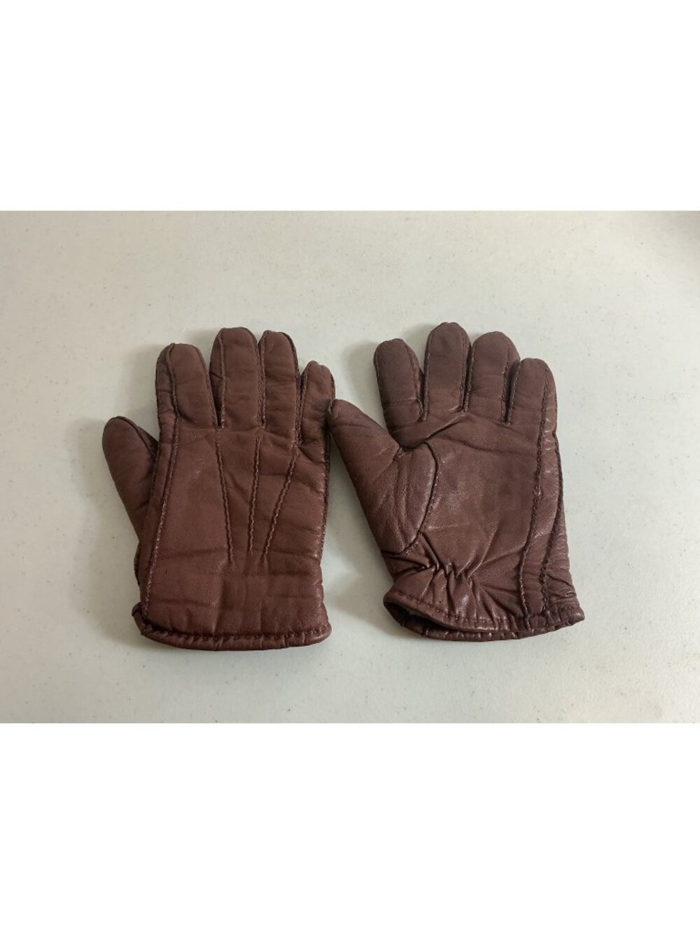 Brown Leather Aviator Gloves Fleece Lined Mens Medium